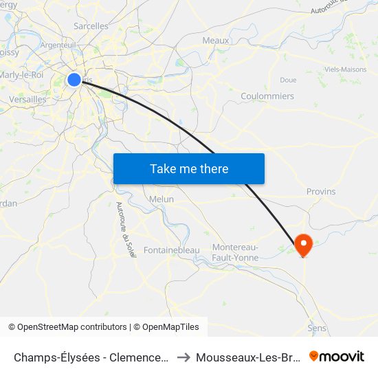 Champs-Élysées - Clemenceau to Mousseaux-Les-Bray map