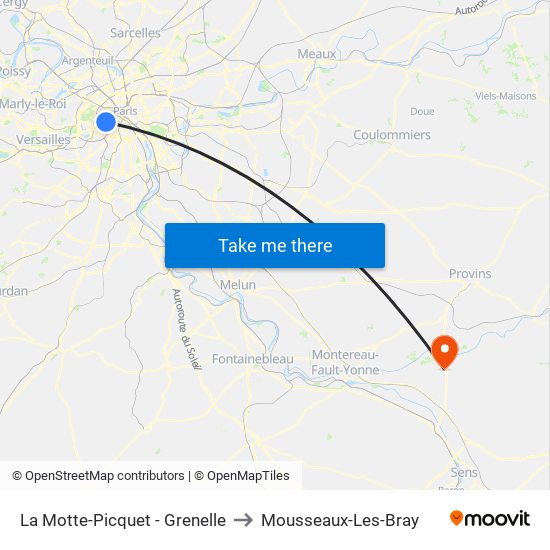La Motte-Picquet - Grenelle to Mousseaux-Les-Bray map