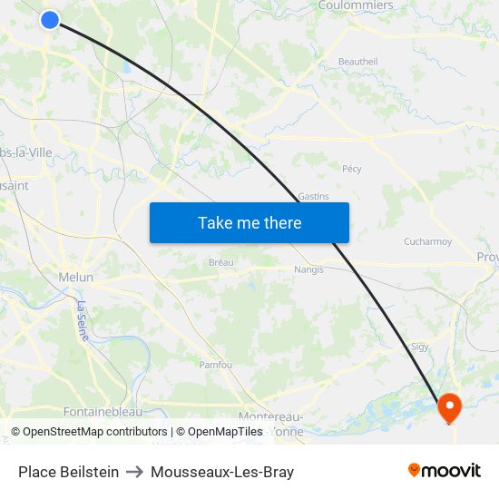 Place Beilstein to Mousseaux-Les-Bray map