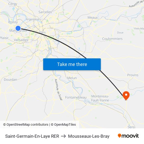 Saint-Germain-En-Laye RER to Mousseaux-Les-Bray map