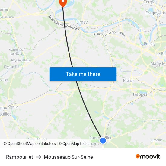 Rambouillet to Mousseaux-Sur-Seine map