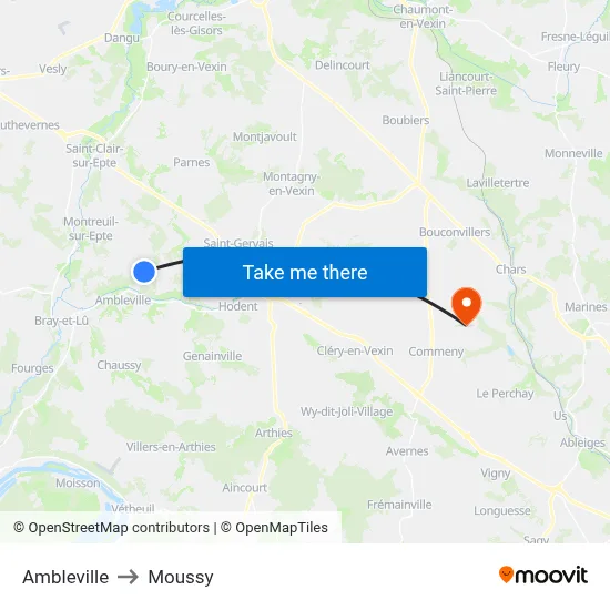 Ambleville to Moussy map