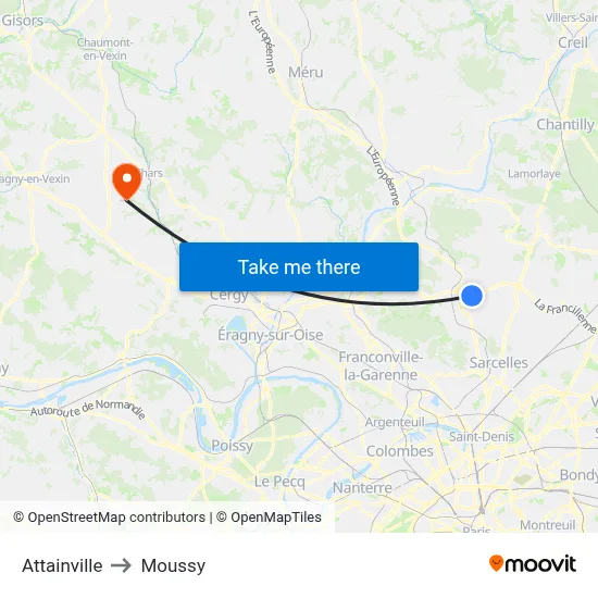 Attainville to Moussy map