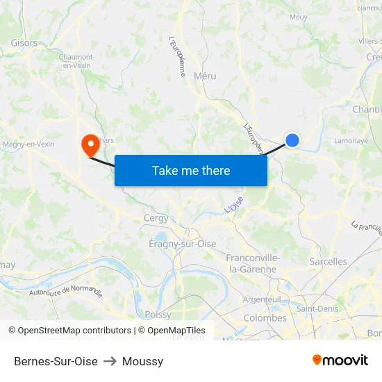 Bernes-Sur-Oise to Moussy map