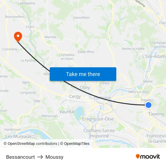 Bessancourt to Moussy map