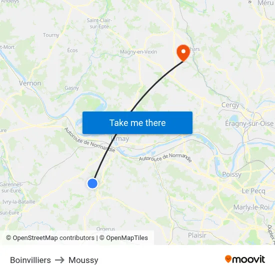 Boinvilliers to Moussy map
