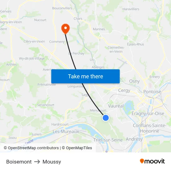 Boisemont to Moussy map