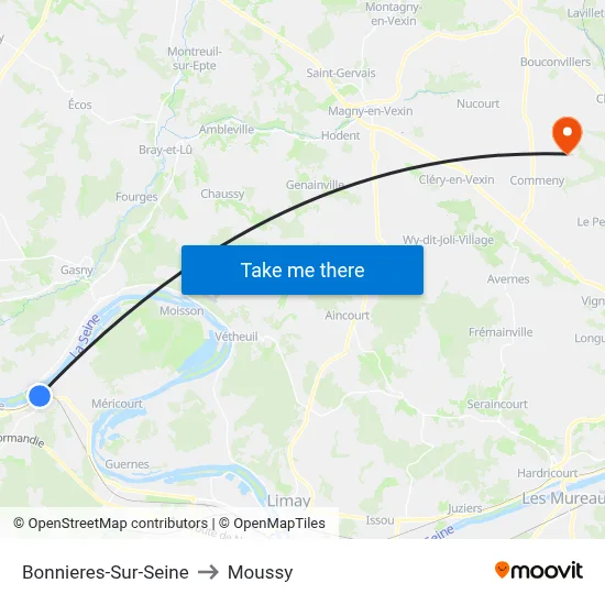 Bonnieres-Sur-Seine to Moussy map
