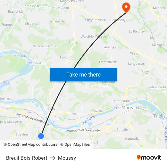Breuil-Bois-Robert to Moussy map