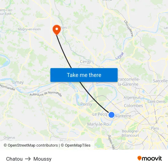 Chatou to Moussy map