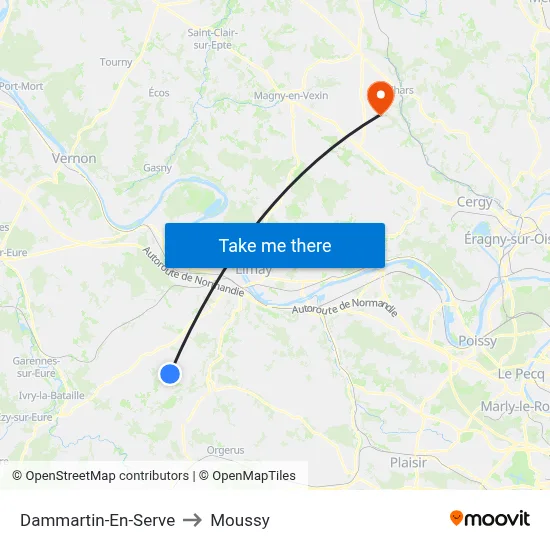 Dammartin-En-Serve to Moussy map