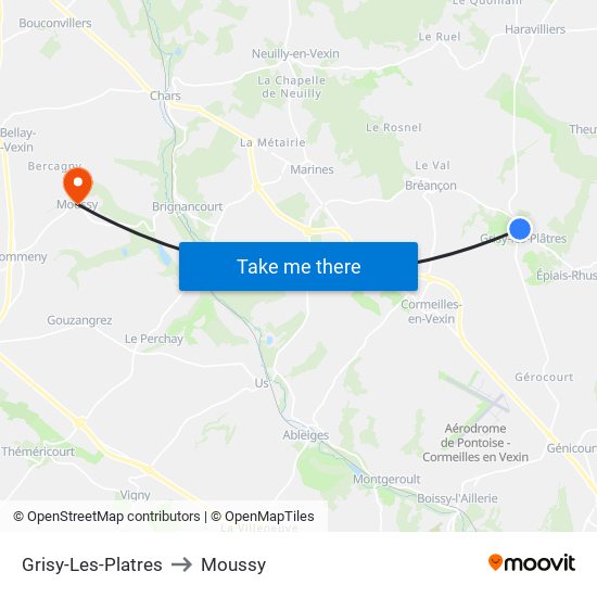 Grisy-Les-Platres to Moussy map