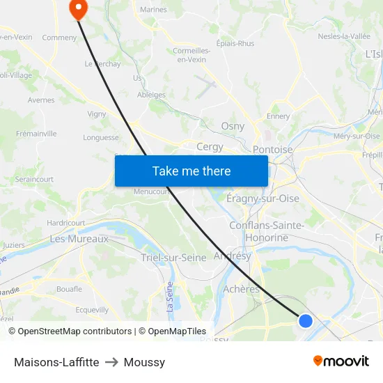 Maisons-Laffitte to Moussy map