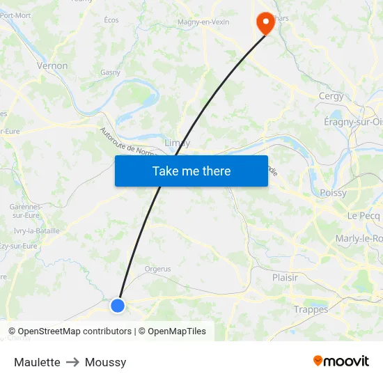 Maulette to Moussy map
