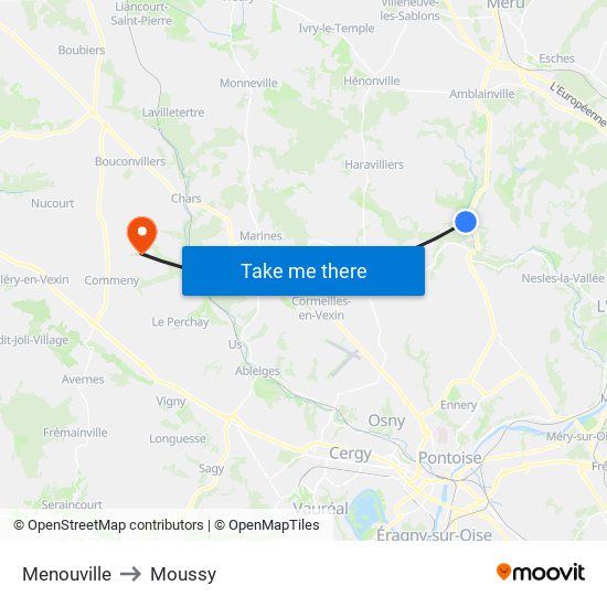 Menouville to Moussy map