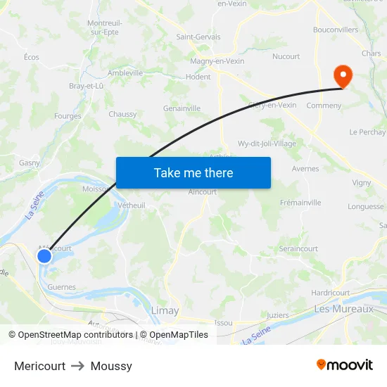 Mericourt to Moussy map