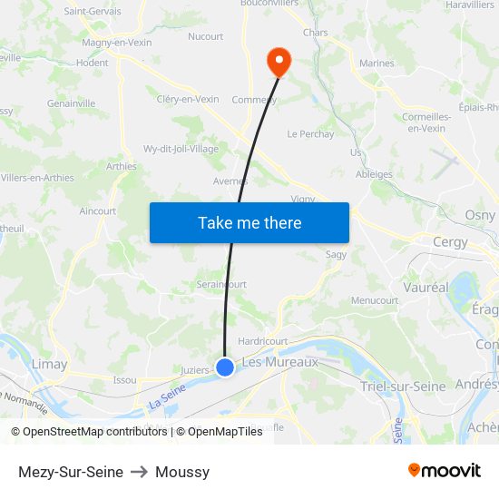 Mezy-Sur-Seine to Moussy map
