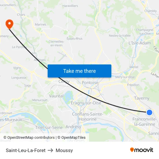 Saint-Leu-La-Foret to Moussy map