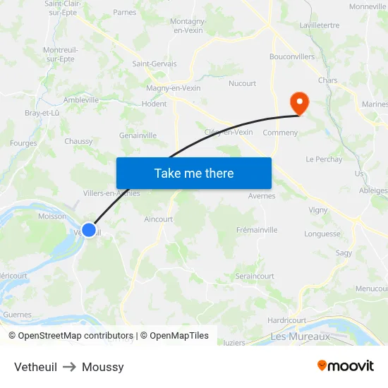 Vetheuil to Moussy map
