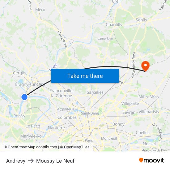 Andresy to Moussy-Le-Neuf map