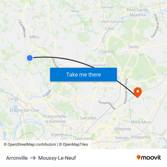 Arronville to Moussy-Le-Neuf map