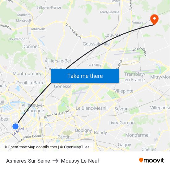 Asnieres-Sur-Seine to Moussy-Le-Neuf map