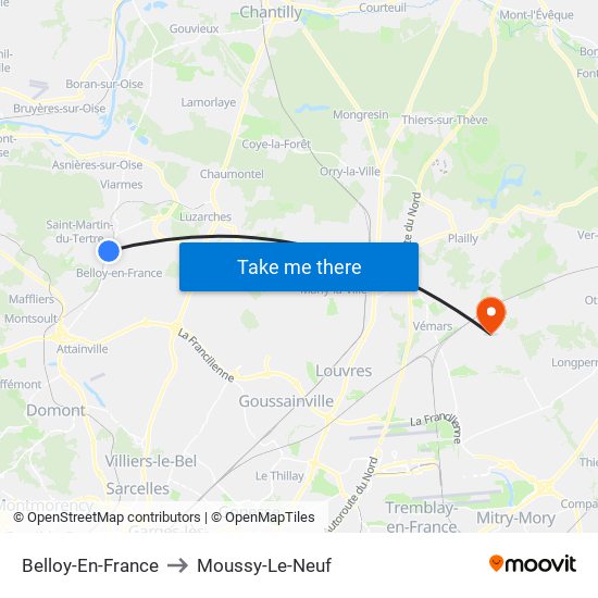 Belloy-En-France to Moussy-Le-Neuf map