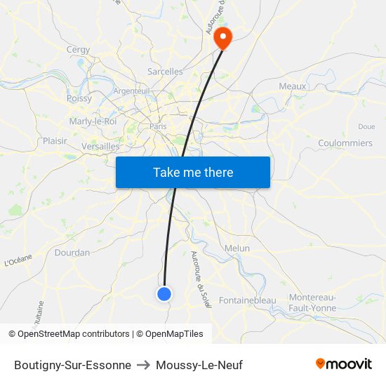 Boutigny-Sur-Essonne to Moussy-Le-Neuf map
