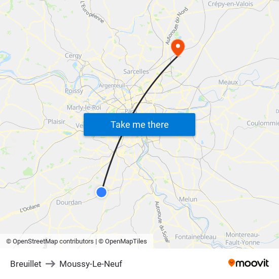 Breuillet to Moussy-Le-Neuf map
