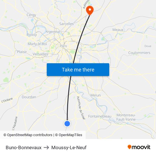 Buno-Bonnevaux to Moussy-Le-Neuf map
