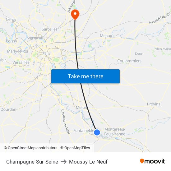 Champagne-Sur-Seine to Moussy-Le-Neuf map