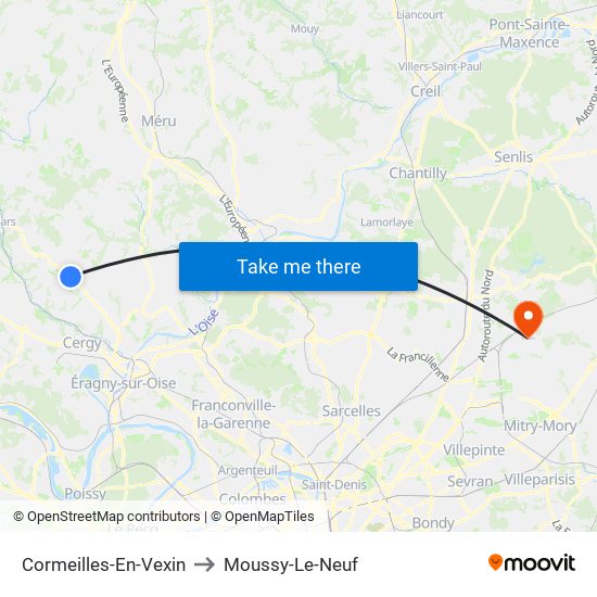 Cormeilles-En-Vexin to Moussy-Le-Neuf map