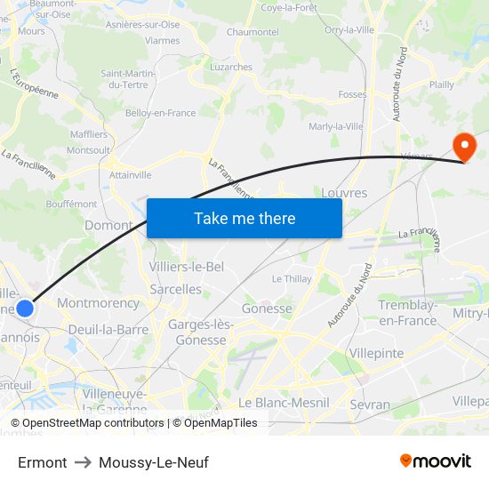 Ermont to Moussy-Le-Neuf map