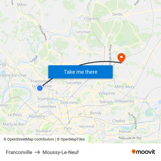 Franconville to Moussy-Le-Neuf map