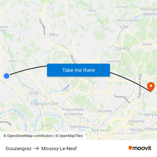 Gouzangrez to Moussy-Le-Neuf map