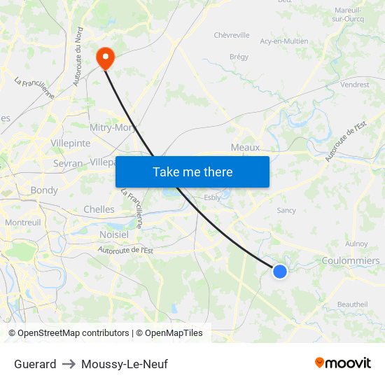 Guerard to Moussy-Le-Neuf map