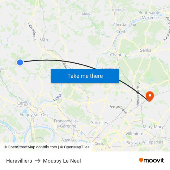 Haravilliers to Moussy-Le-Neuf map