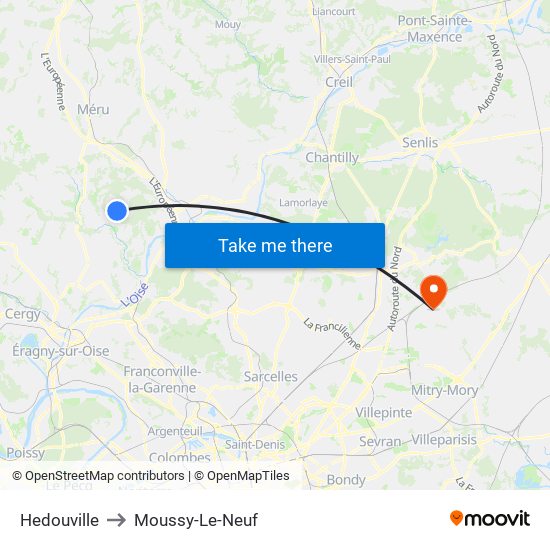 Hedouville to Moussy-Le-Neuf map