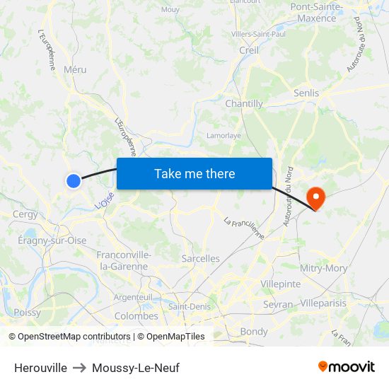 Herouville to Moussy-Le-Neuf map