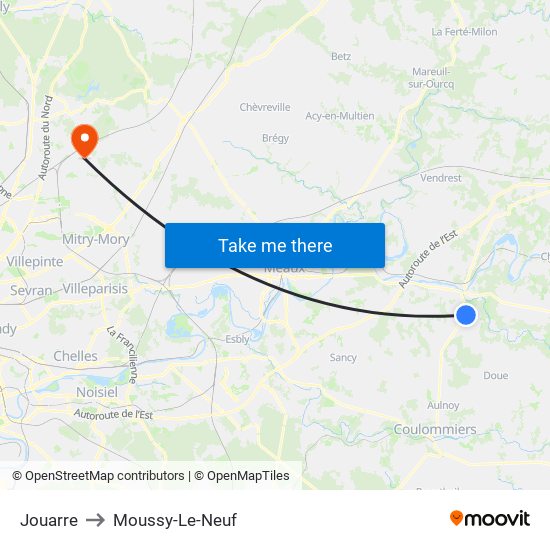 Jouarre to Moussy-Le-Neuf map