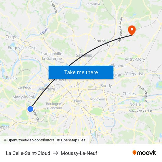 La Celle-Saint-Cloud to Moussy-Le-Neuf map