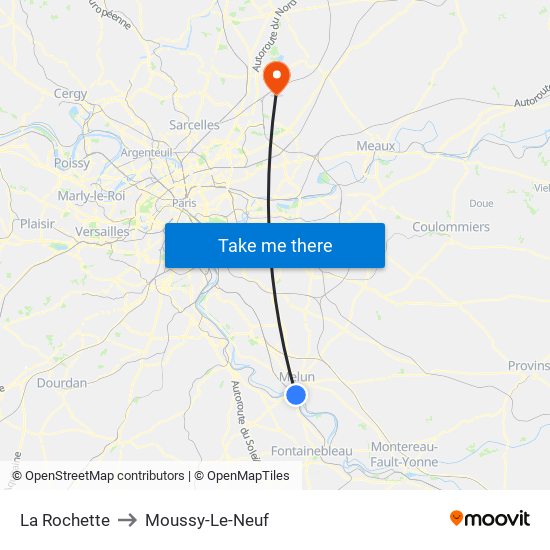 La Rochette to Moussy-Le-Neuf map