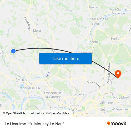 Le Heaulme to Moussy-Le-Neuf map