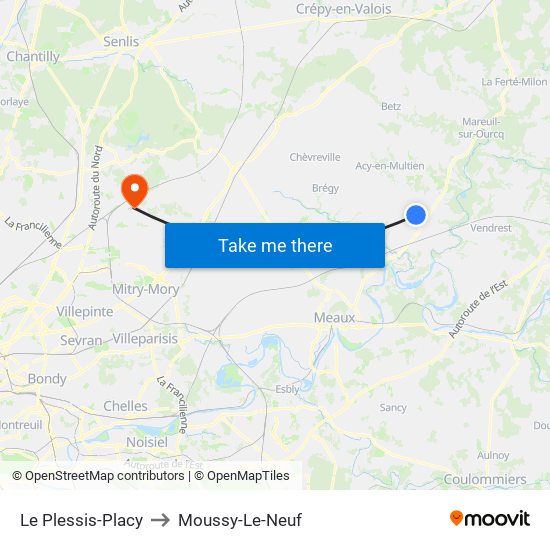 Le Plessis-Placy to Moussy-Le-Neuf map