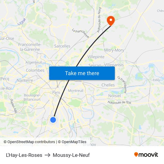 L'Hay-Les-Roses to Moussy-Le-Neuf map