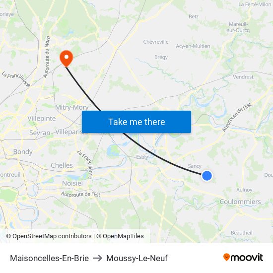 Maisoncelles-En-Brie to Moussy-Le-Neuf map