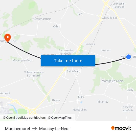 Marchemoret to Moussy-Le-Neuf map