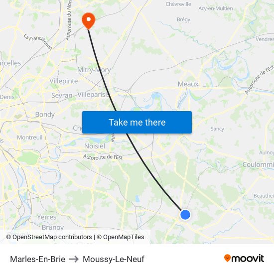 Marles-En-Brie to Moussy-Le-Neuf map