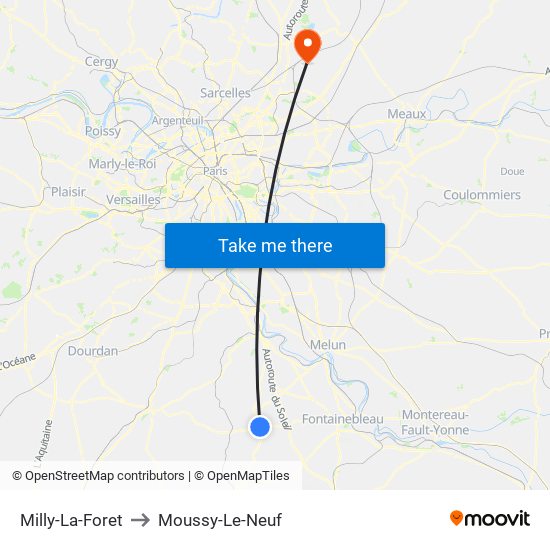 Milly-La-Foret to Moussy-Le-Neuf map