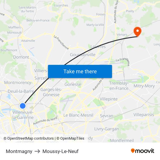 Montmagny to Moussy-Le-Neuf map